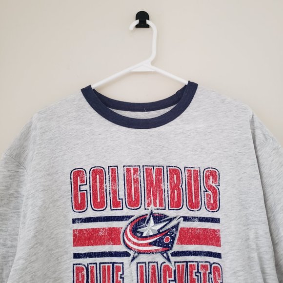 Columbus Blue Jackets T-Shirt Tee Mens XL Heathered Light Gray NHL Big Logo NWT - Picture 3 of 11